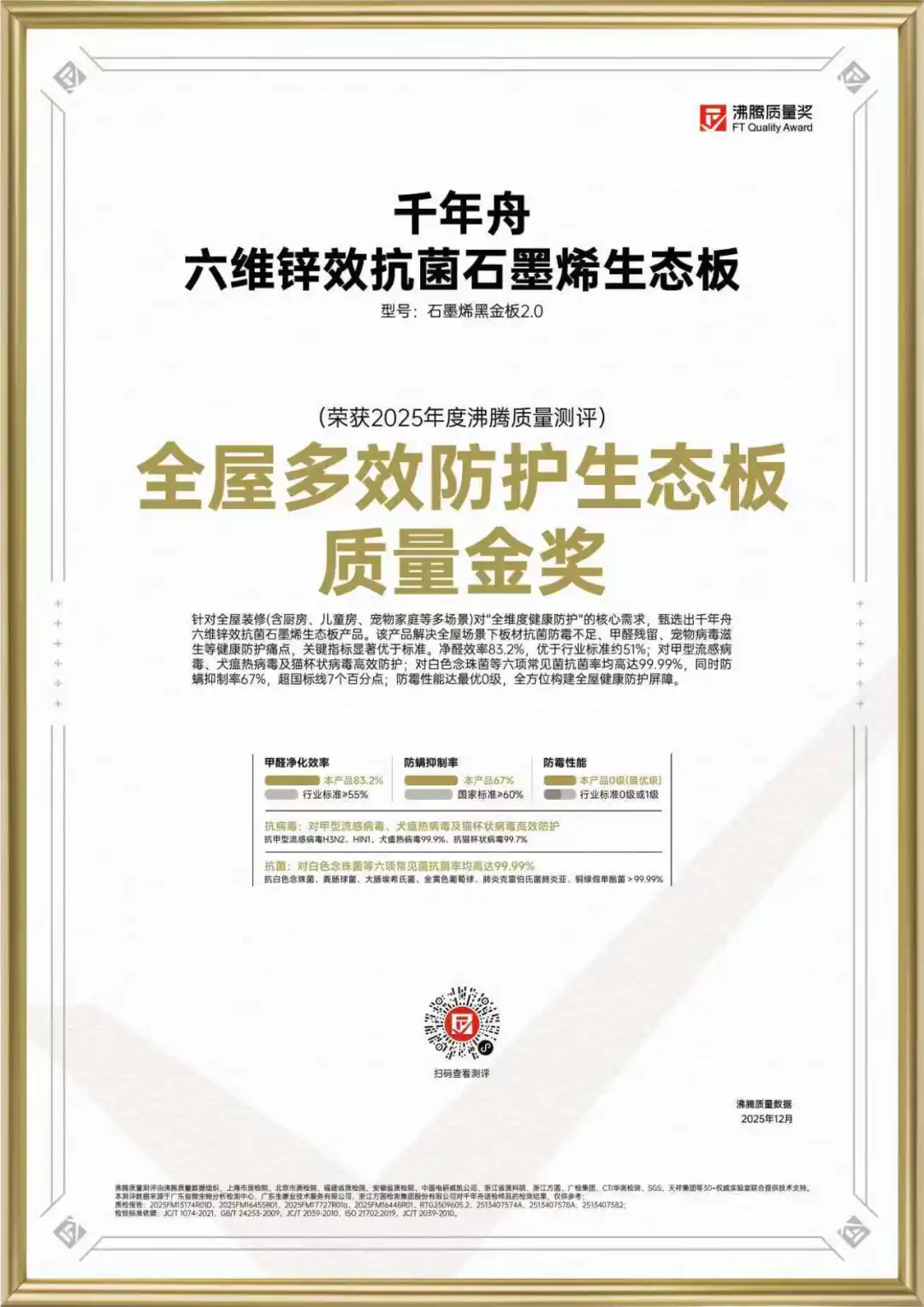 金獎(jiǎng)加冕！千年舟石墨烯黑金板2.0獲「沸騰質(zhì)量獎(jiǎng)」，實(shí)力定義健康家居新標(biāo)桿